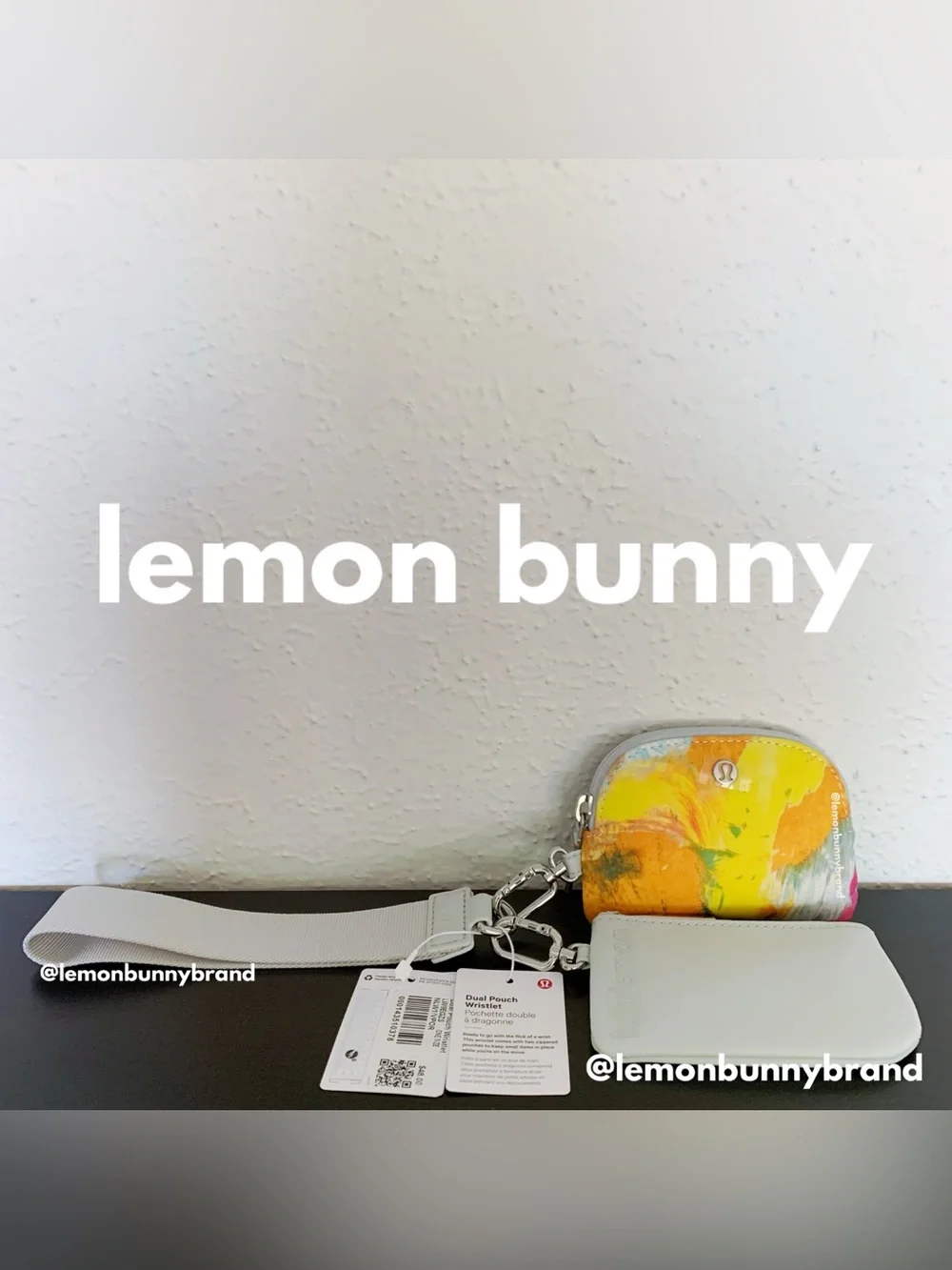 🎨🤍🎨 8 lululemon Dual Pouch Wristlets in No Limits White Multi Mystery Patterns